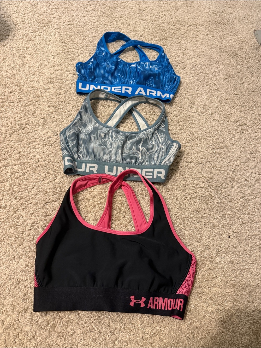 Under Armour Women’s Black & Pink Sports Bra - Crossback